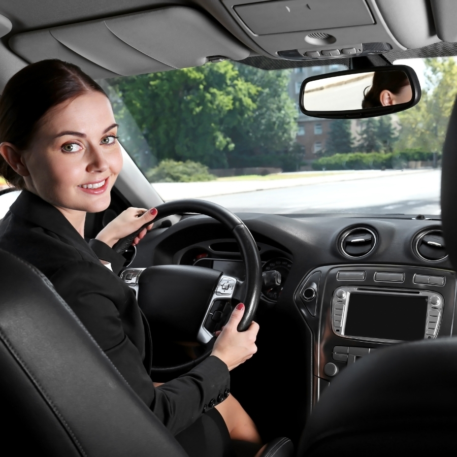 female driving instructor